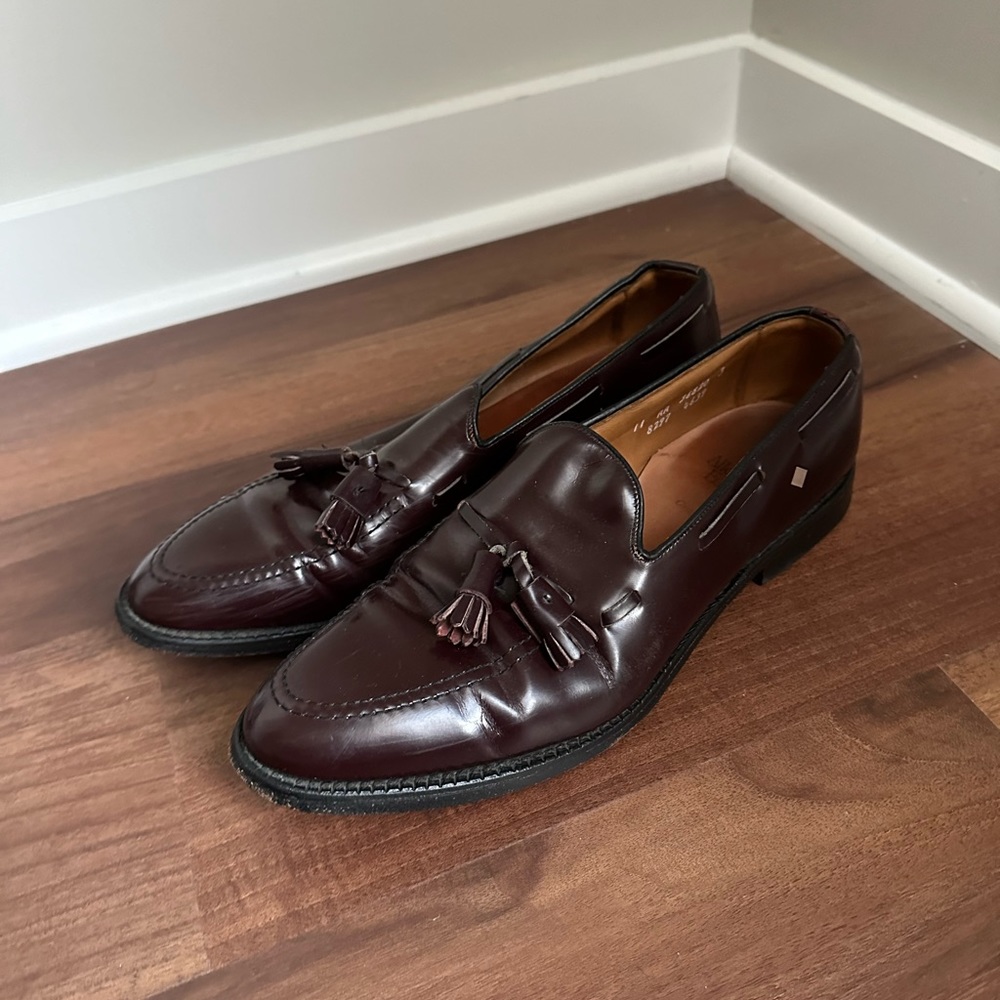 Brown Allen Edmonds Grayson loafers with tassels and leather threadedaround shoe